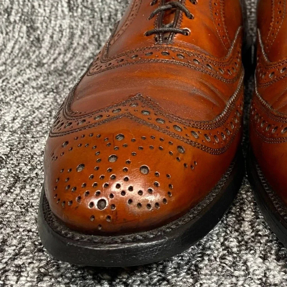 Allen Edmonds McAllister Wingtip Oxford Mens 9 D Brown Leather Brogue Shoes USA